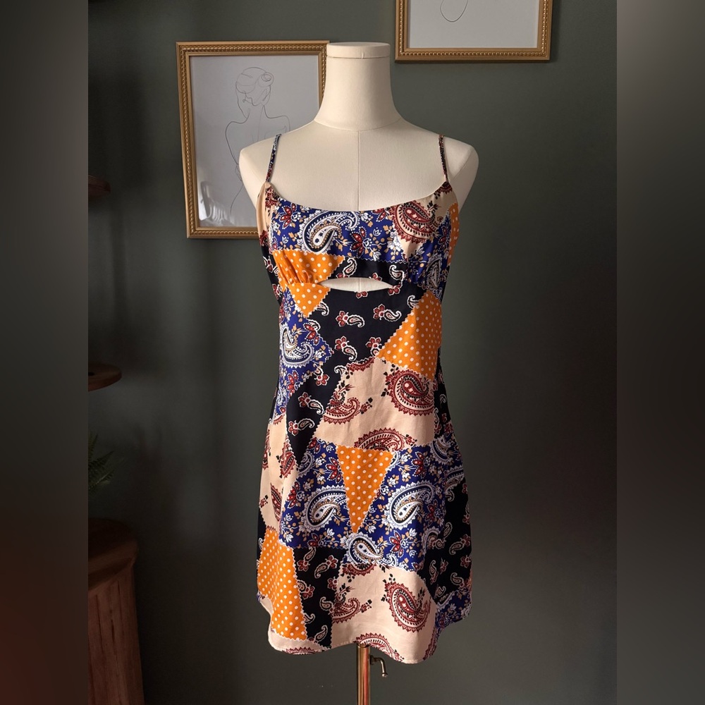 Bailey Rose Boho Paisley Spaghetti Strap Mini Dress